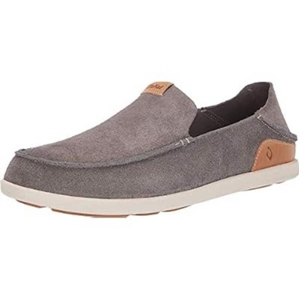 OluKai Nalukai Kala Slip On Mens 10 Grey Suede Loafers Shoes